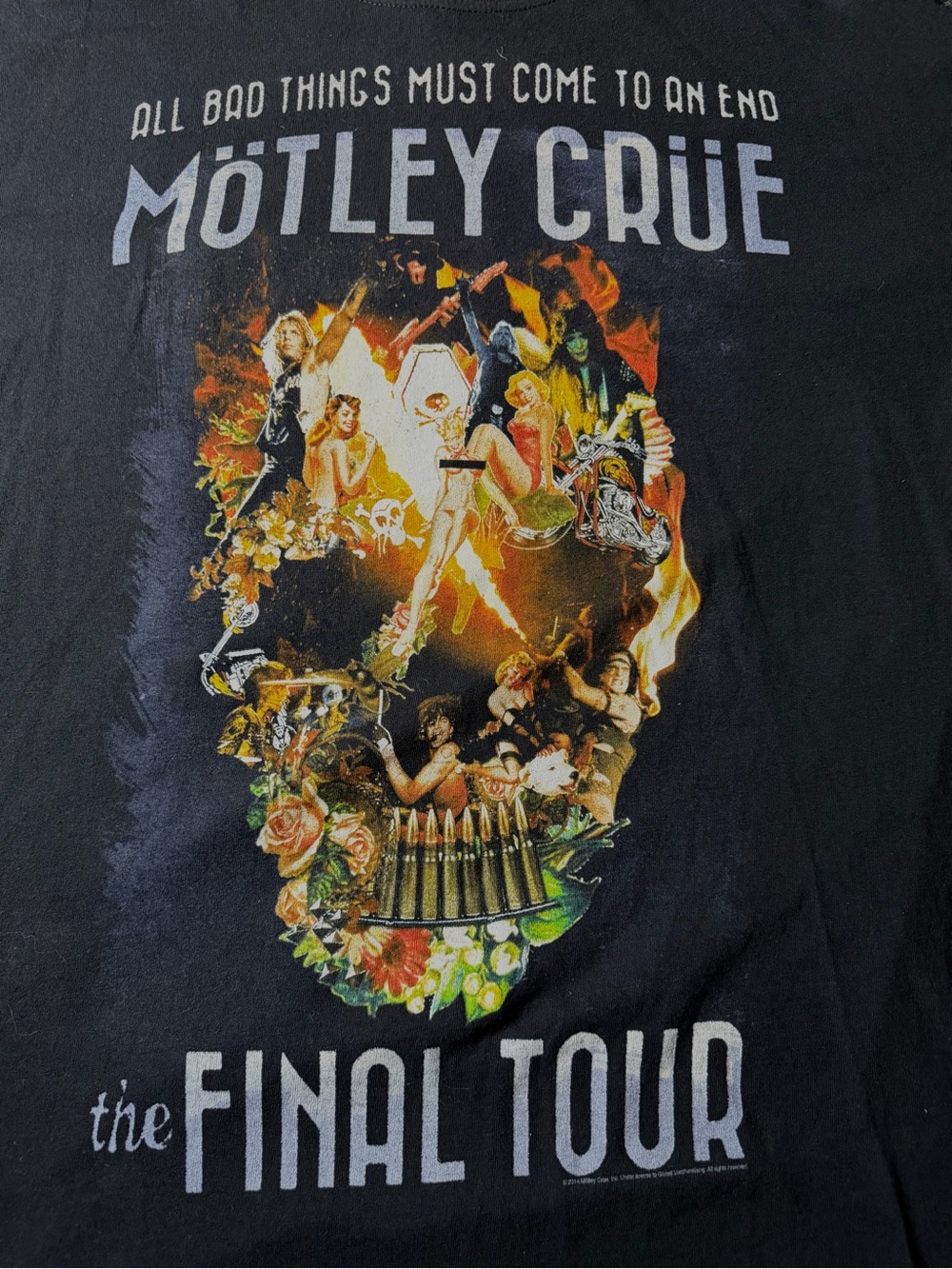 Mötley Crüe The Final Tour 2014 Tour T Shirt Large Black Double Sided Band Tee